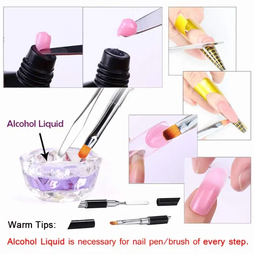Vista 5 de Bertoo - Cepillo y recogedor de gel de uñas de poligel, herramienta de cepillo de uñas de gel de acero inoxidable de doble extremo para cepillos