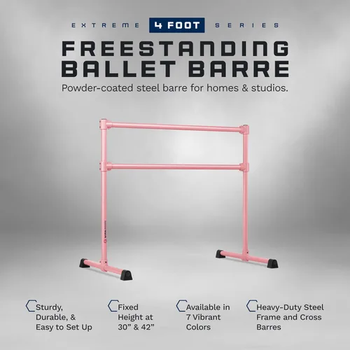 Vista 2 de VITA Barre - Barra de ballet doble portátil independiente, extrema, acero Altura fija, fabricada en Estados Unidos, equipo de ejercicio en casa