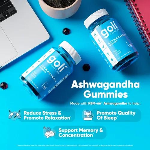 Vista 2 de 3 botellas del paquete Goli Favorites: suplementos de Ashwagandha KSM-66, vinagre de manzana, Matcha Mind con Cognizin, vitaminas D2 y B12
