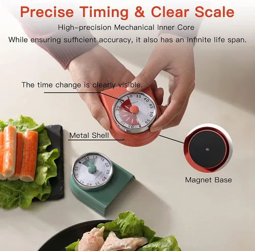 Vista 4 de Temporizador visual de 60 minutos, temporizador de cocina de 3 pulgadas, reloj de cuenta regresiva analógica para el aula, herramienta de gestión