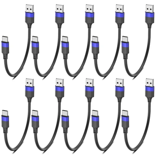 Vista 8 de Cable de cargador corto para iPhone de 1 pie, paquete múltiple para iPhone 14 13 12, paquete de 10 unidades de cable USB A a USB C de 12 pulgadas