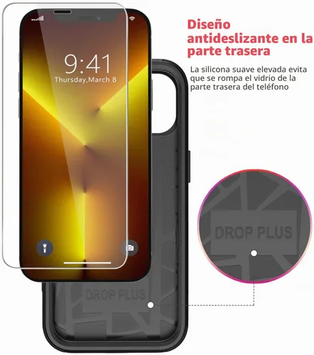 Vista 4 de Diverbox Funda para iPhone 13 Pro Max [a prueba de golpes] [a prueba de caídas]