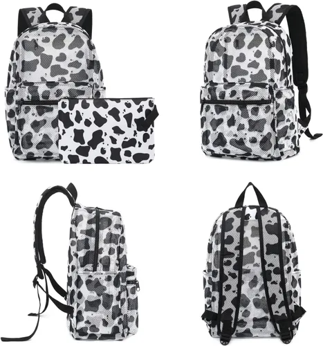 Vista 6 de Xunteny Mochila de malla para niñas y mujeres, mochila escolar semitransparente para niños, mochila universitaria para playa, gimnasio, viajes