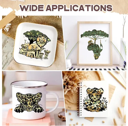 Vista 6 de Vinilo adhesivo permanente con estampado de animales africanos, 12 hojas de 12 x 10 pulgadas para manualidades de vasos Estampado De Animales -12