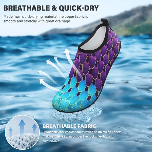 Vista 5 de Zapatos acuáticos para mujeres y hombres, secado rápido, para natación, playa, yoga, ejercicio, alberca, campamento, artículos deportivos
