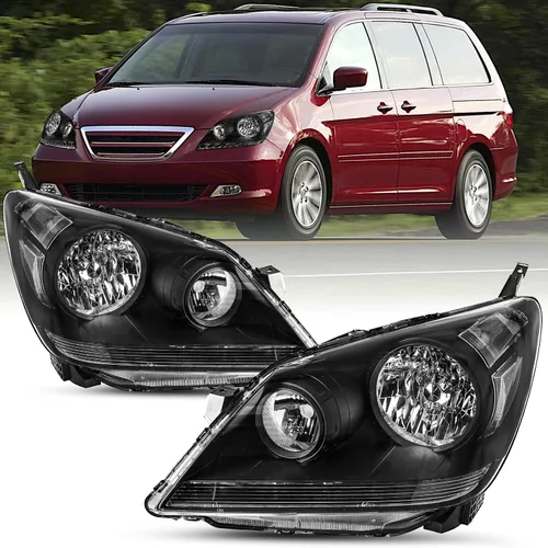 Vista 13 de SOCKIR - Para Honda Odyssey 2005-2010 Conjunto de faros delanteros negro Carcasa negra y reflector transparente