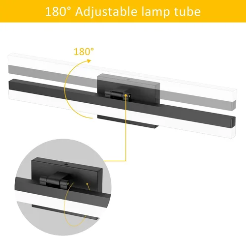Vista 2 de Ralbay Luces de tocador negras para baño de 24 pulgadas, moderna luz LED negra mate, accesorios de iluminación de baño sobre espejo