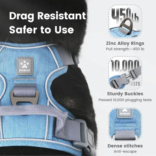 Vista 4 de Pawaii - Arnés para perro sin tirones con etiqueta de identificación de mascotas, chaleco reflectante Built for safer walks with a QR Pet ID Tag