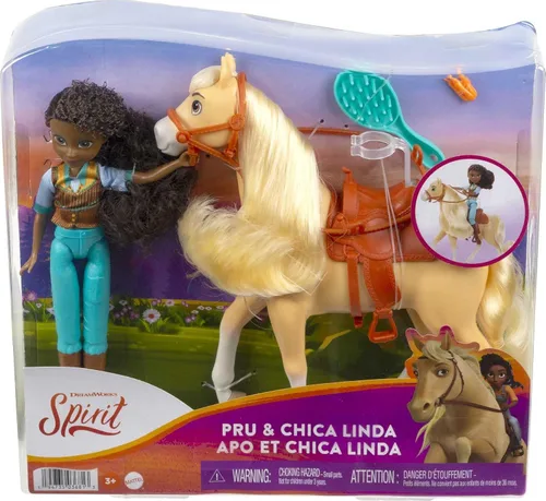 Vista 6 de Mattel Spirit Untamed - Juego de muñeca y caballo de juguete, muñeca pequeña Pru de 7 pulgadas con 7 articulaciones móviles, Chica Linda