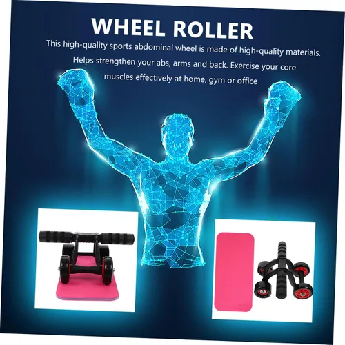 Vista 2 de Rueda de rodillo abdominal para entrenamiento de núcleo con asas antideslizantes de ranura, práctica máquina de fitness para hombres y mujeres
