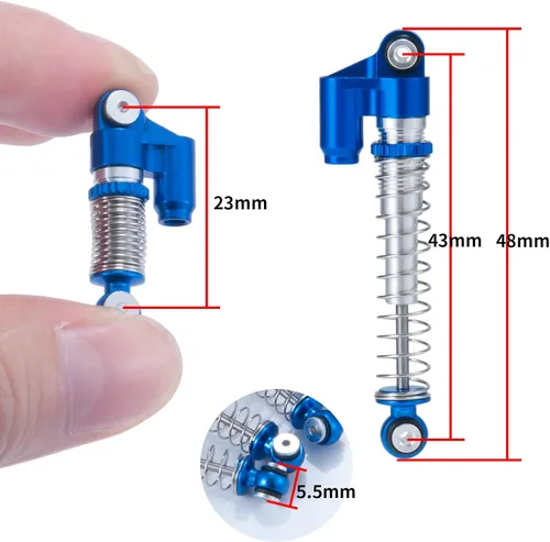 Vista 3 de SWX Amortiguador ajustable RC Shocks de 1.693 in para 1/24 RC Crawler Car Axial SCX24 AXI90081 Deadbolt AXI00001 AXI00002 mejoras (azul)