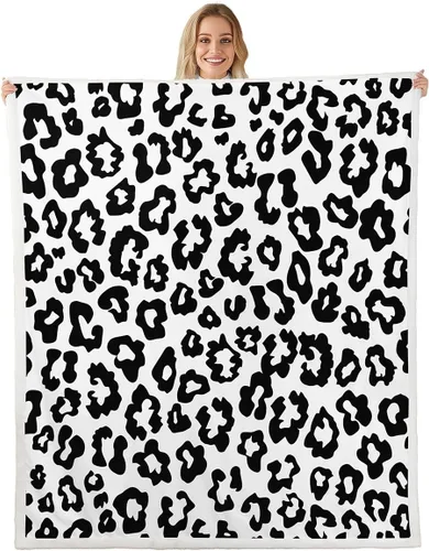 Vista 17 de Homewish Abstract Leopard Kids Throw Blanket,Cheetah Skin Wild Animals Bed Blanket for Girls Boys Women,Geometric Stripes Fashion Fleece