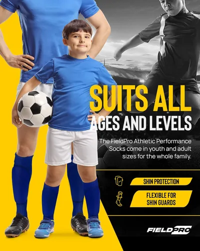 Vista 3 de FieldPro 3 & 4 Pairs Adult & Youth Soccer Socks - 6 Colors Knee High Softball & Baseball Socks Men, Women and Youth