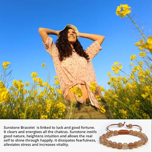 Vista 279 de Adjustable Crystal Bracelet – Gemstone Bead Bracelet with Adjustable Macrame String – Chic Gemstone Bracelet for Men and Women – 8mm Round Healing