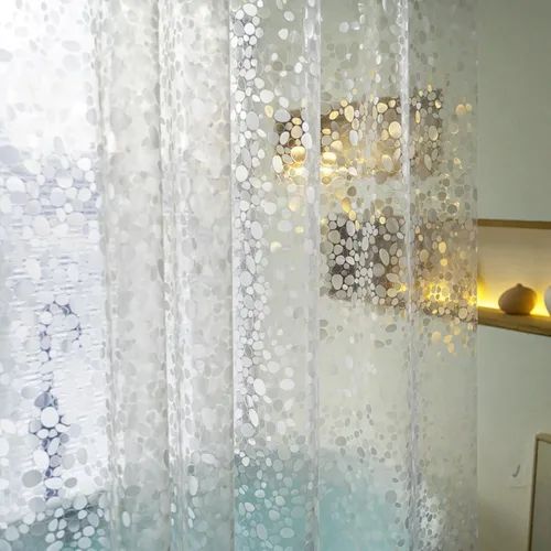 Vista 9 de Cortina de ducha corta transparente de 60 pulgadas de largo, forro de cortina de ducha corta de plástico EVA 7G, 60 pulgadas de largo para baño