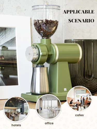 Vista 7 de Huanyu Molinillo eléctrico de grano de café 8.82 oz, molienda comercial y casera, molinillo de rebabas automático de 200 W, molinillo profesional 8