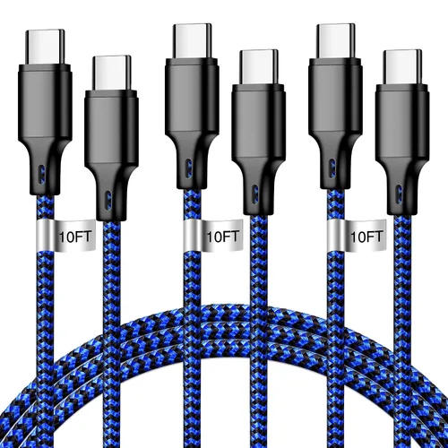 Vista 11 de Cable de carga USB A a USB C, paquete de 5 [3/3/6/6/10 pies] cable de carga rápida tipo C de alta velocidad de datos y transferencia compatible