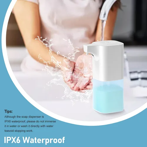 Vista 7 de Dispensador automático de jabón espumoso, espuma ajustable de 4 niveles, dispensador automático de jabón de manos de 11.8 fl oz, recargable
