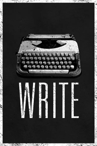 Vista 4 de Póster Write con máquina de escribir manual, retro, blanco y negro, inspirador y motivacional, para autor escritor, genial arte decorativo