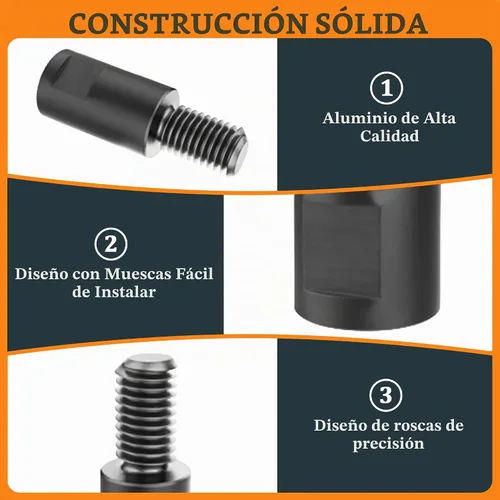 Vista 4 de Barra de conexión de eje de extensión de 5/8"-11 para amoladora angular, varilla extensible de buff de vía aérea de 2" de aluminio duradero