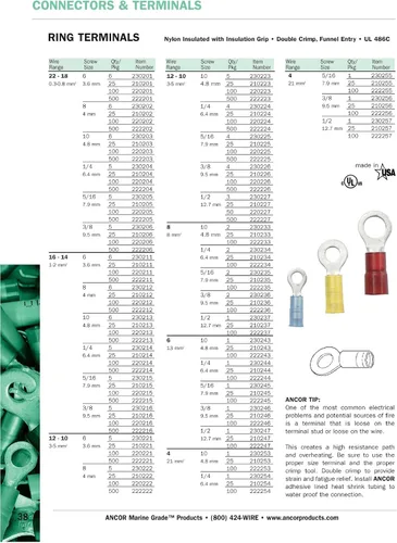 Vista 2 de Ancor Marine Grade terminales de anillos de nailon