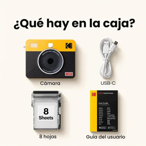 Vista 10 de Kodak Mini Shot 3 Retro 4PASS 2 en 1 Cámara digital instantánea e impresora de fotos (3 x 3 pulgadas) Bluetooth, iPhone & Android Smartphone