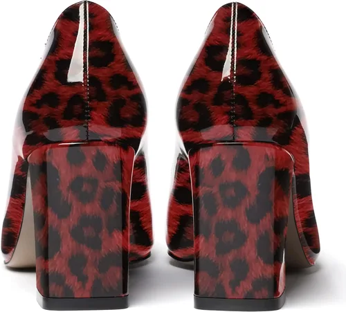 Vista 4 de WAYDERNS Zapatos de tacón alto con puntera cuadrada para mujer, de 3 pulgadas