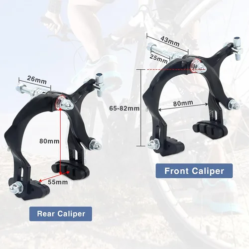 Vista 2 de WEEROCK Juego de frenos C delanteros y traseros, juego de frenos de llanta con palancas de freno de aleación de aluminio, cables de bicicleta