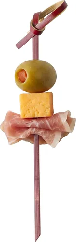 Vista 6 de Púas de aperitivos de 4 pulgadas, 1000 púas de nudo anudado, nudo en bucle, para alimentos o bebidas, brochetas de cóctel de bambú marrón, extremo