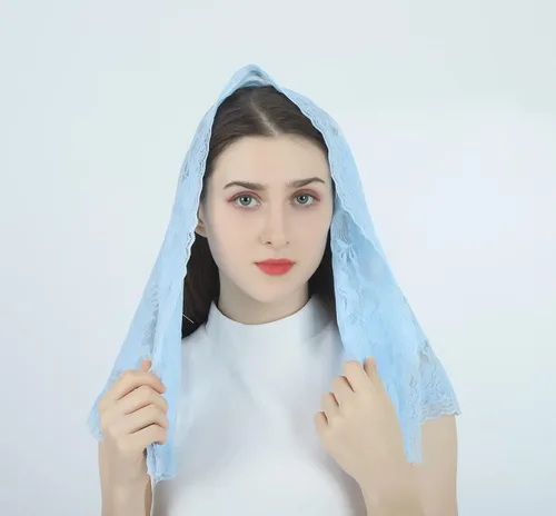 Vista 43 de Velo de mantilla de encaje suave y cómodo, 7 colores, estilo español, velo de encaje, cubierta de cabeza, forma de D