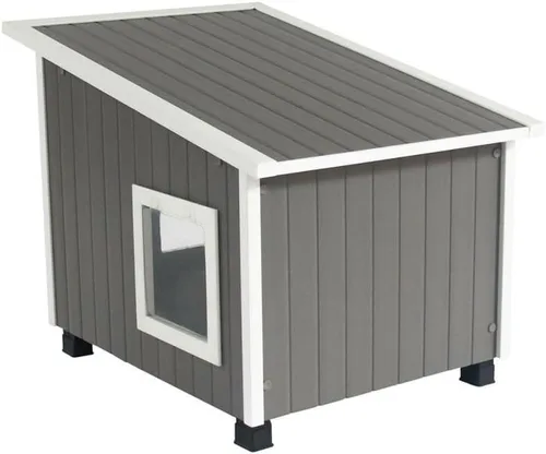 Vista 6 de New Age Pet ECOFLEX - Casa para gatos al aire libre XL resistente a la intemperie, suelo elevado, doble solapa de vinilo, 30% más grande, 28