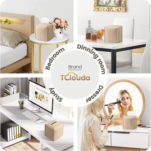 Vista 4 de Funda cuadrada para caja de pañuelos de piel sintética moderna para decoración creativa, paquete de 2, ideal para baños, oficina, coche, mesita