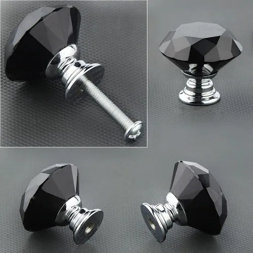 Vista 3 de Akstore 6 pomos de cristal para gabinetes de 1.18 pulgadas (1.181 in) con forma de diamante, para cajones de cocina, aparador, armario, tiradores