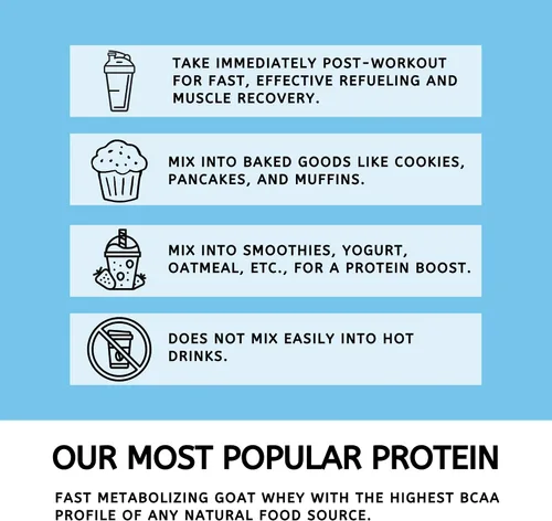 Vista 5 de Mt. Capra Clean Whey Protein Proteína de suero de cabra sin desnaturalizar alimentada con pasto 0.81 oz de proteína por porción, totalmente