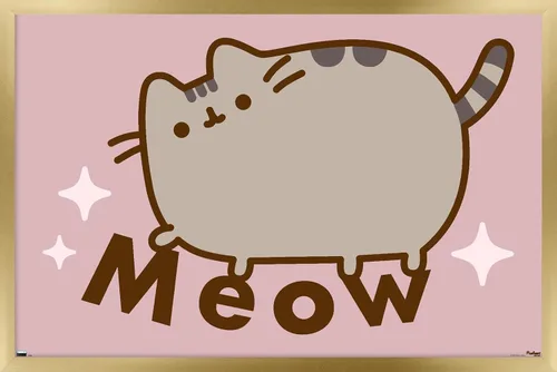 Vista 14 de Pusheen - Póster de pared de miau, 22.4 pulgadas de largo x 14.7 pulgadas de ancho, versión enmarcada en madera de granero