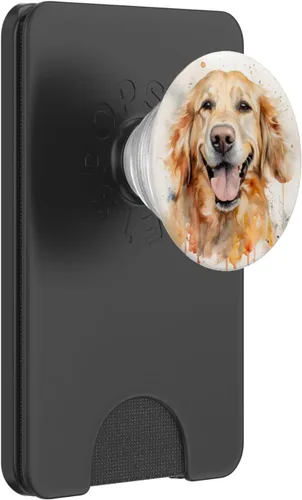Vista 7 de Golden Retriever Sonriente Acuarela Amante de Perros Arte Beige PopSockets intercambiables PopGrip