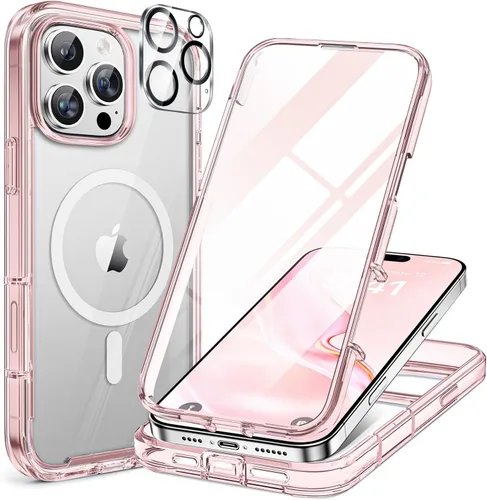 Vista 161 de Miracase - Funda magnética para iPhone 13 Pro Max de 6.7 pulgadas (compatible con MagSafe), transparente, completo, protector de pantalla de vidrio