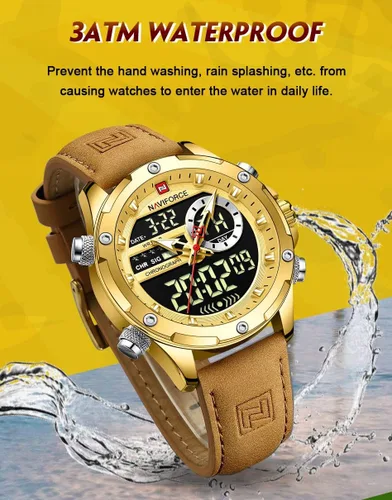 Vista 6 de AIMES Watches for Men Military Digital Sport Stylish Casual Analog Quartz Waterproof Watch Multifunction Leather Business Dress Wristwatch for Men