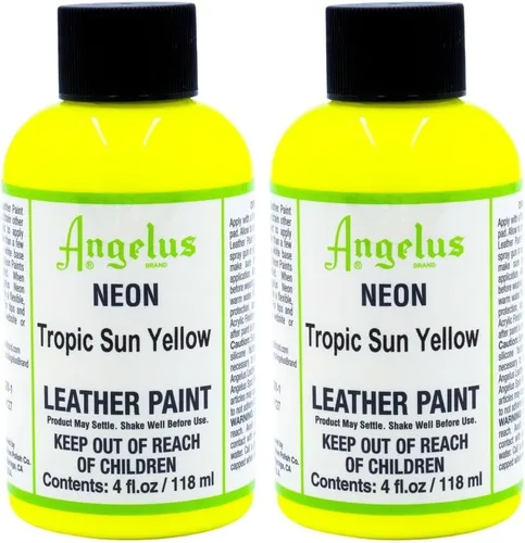 Vista 5 de Angelus Pintura para cuero neón, 4 onzas, amarillo sol tropical