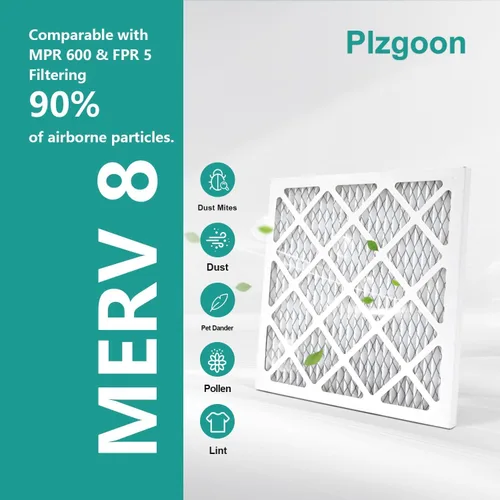 Vista 3 de Filtros de Aire 10x10x1 MERV 8 MPR 600 Paquete de 4 Filtros Plisados para Hogar HVAC AC Calefacción Filtros de Aire Acondicionado para Casa Oficina