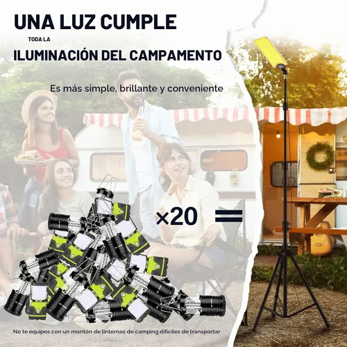 Vista 6 de CONPEX Luces LED telescópicas para acampar de 18000 lúmenes, trípode, control remoto, luz telescópica al aire libre con soporte