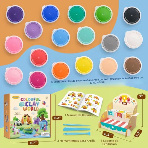 Vista 2 de Drama Planet Kit de arcilla seca al aire para niños, 26 tutoriales
