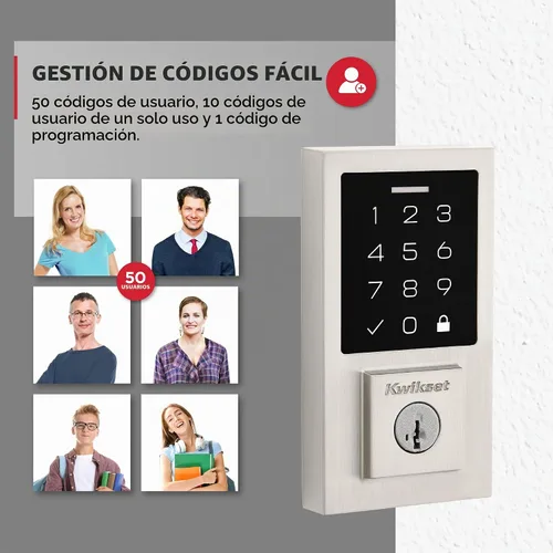 Vista 7 de Kwikset SmartCode 270 Cerradura de puerta con cerradura de perno de entrada sin llave electrónica con panel táctil con bloqueo automático, códigos