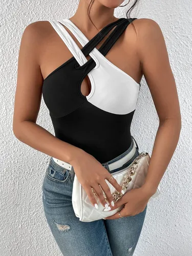 Vista 5 de SOLY HUX Camisola de verano sin mangas con corte frontal cruzado para mujer