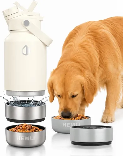 Vista 13 de Botella de agua para perros, botella de agua de viaje aislada para perros, dispensador de botellas de agua para mascotas de acero inoxidable