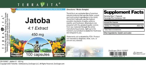 Vista 3 de Jatoba 4:1-450 mg (100 Cápsulas, ZIN: 520857) - Paquete de 3