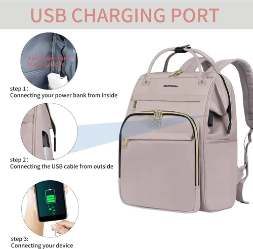 Vista 5 de EMPSIGN - Mochila para laptop de 15.6 pulgadas para mujeres, bolsa de viaje para computadora, negocios y trabajo, repelente al agua, mochila casual