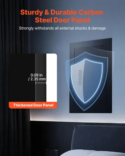 Vista 3 de VEVOR Caja fuerte de pared oculta de 3 niveles con huella digital, contraseña, llave y perilla giratoria, Q235 caja de pared de acero laminado
