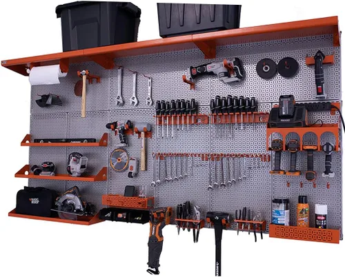 Vista 15 de OmniWall Weekend Warrior XL - Sistema de organización de pared de metal (negro/azul)