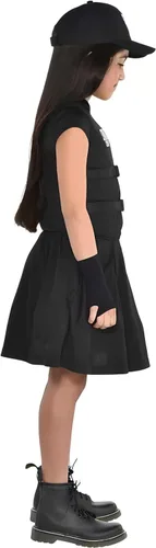 Vista 3 de S.W.A.T - Disfraz de niña S (4-6) Todo negro y divertido traje de diseño, perfecto para Halloween, fiestas de disfraces y más 1 juego